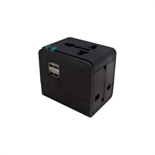 Jivo World Travel Plug w/Dual USB-Blk