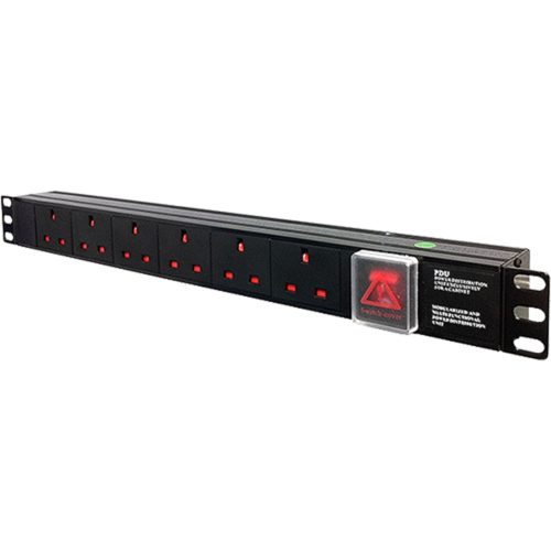 UK Socket Horizontal Lightweight Surge Protected (Filtered) PDU 6 Way