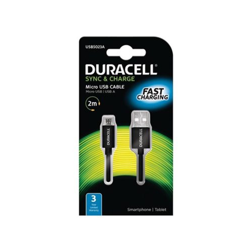 Duracell 2m USB - microUSB 2m USB A Micro-USB A Male Male Black USB cable