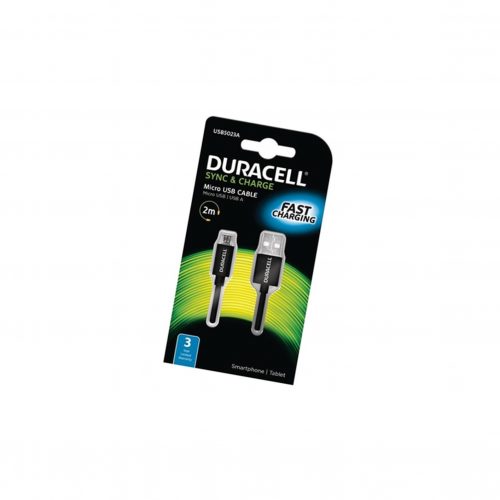 Duracell 2m USB - microUSB 2m USB A Micro-USB A Male Male Black USB cable