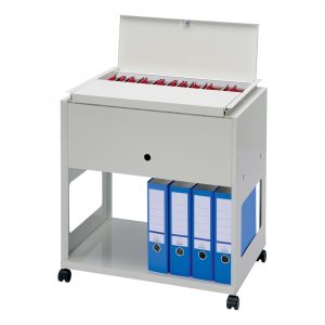 Filing Trolley Lockable Lid Steel Capacity 120 A4 or Foolscap Files Grey